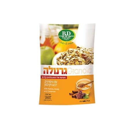 גרנולה עם צימוקים דבש וקינמון B&amp;D