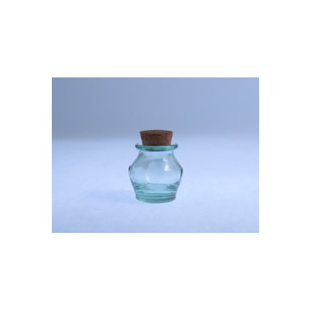 צנצנת קטנה מזכוכית עם מכסה שעם