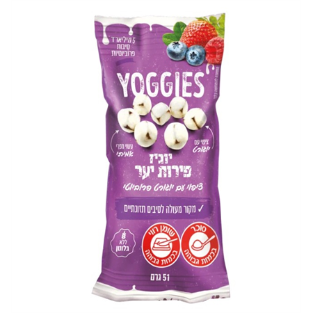 יוגיס פירות יער חטיף פירות מצופה יוגורט פרוביוטי