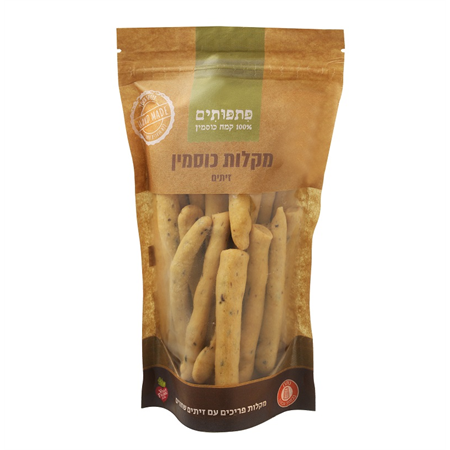 מקלות כוסמין עם זיתים שחורים