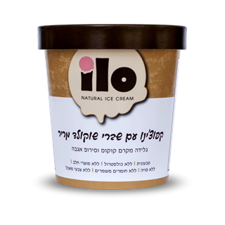 גלידת טבעונית קפוצ'ינו עם שברי שוקולד מריר Ilo