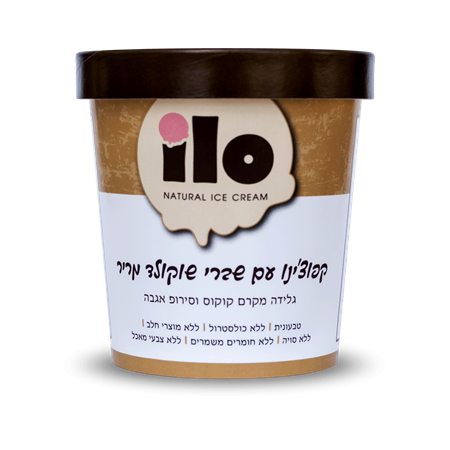 גלידת טבעונית קפוצ'ינו עם שברי שוקולד מריר Ilo